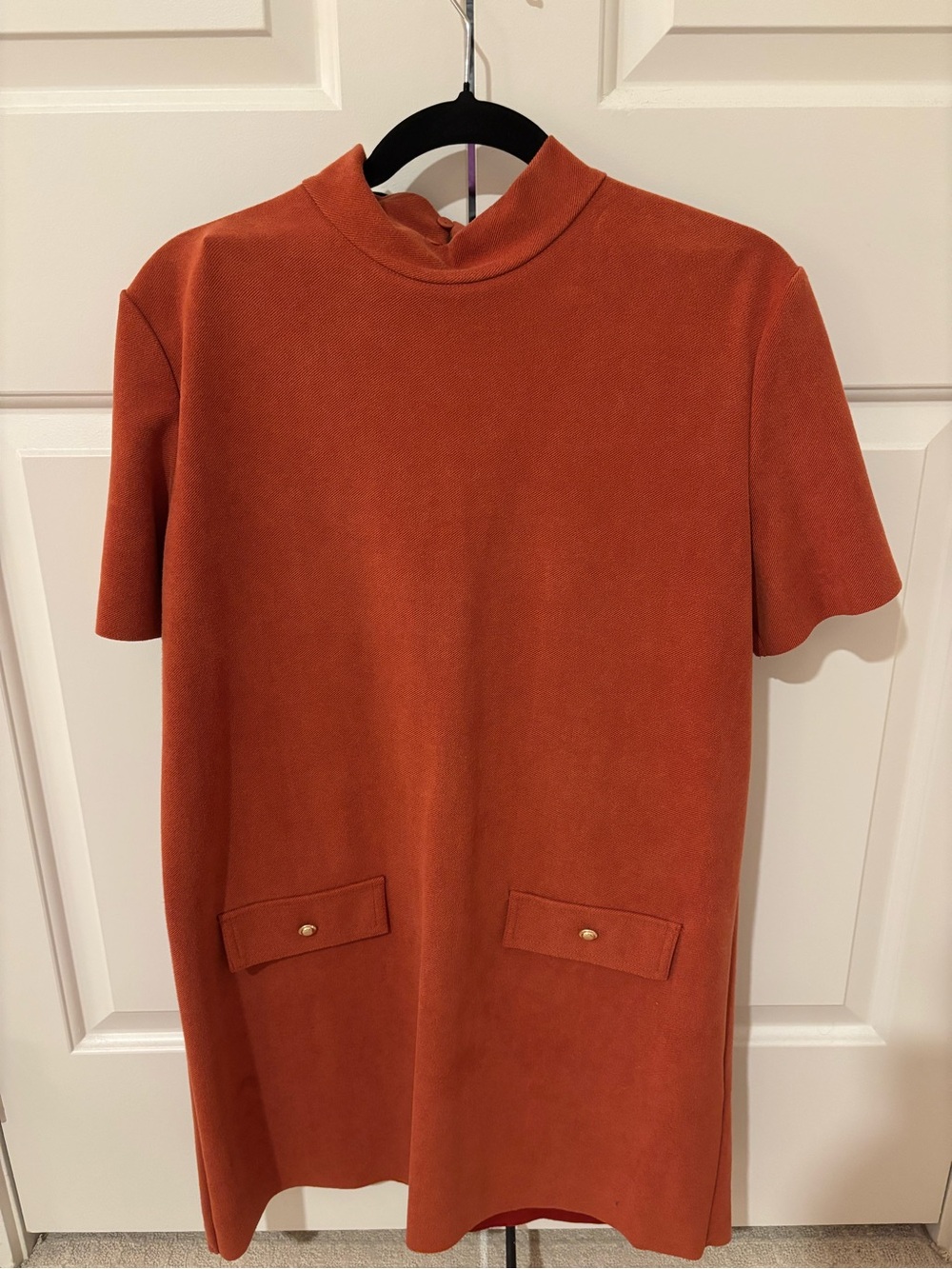Zara Burnt Orange Short Sleeve Shift Dress